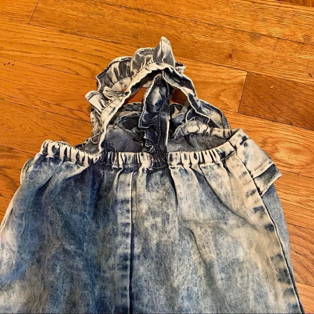 7 For All Mankind Acid Wash chambray Romper 3-6 months NWT